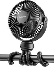 Mini Portable Baby Stroller Fan Small Clip On Rechargeable Black 3 Speed