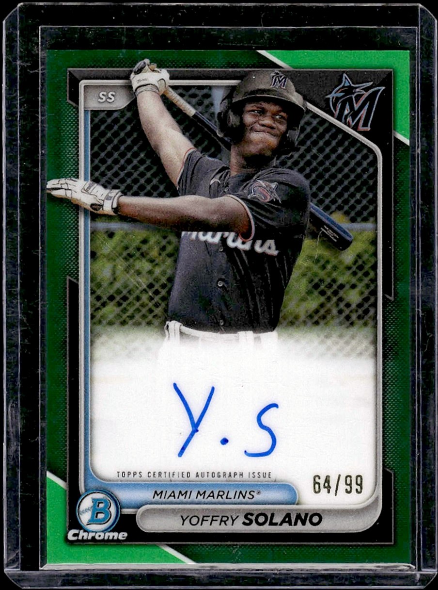 2024 Bowman Chrome Yoffry Solano Auto /99 Green Refractors #CPA-YS Marlins
