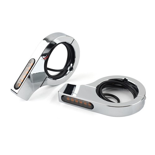 Motorrad Chrom Gabel Blinker Blinker Blinker Gelb für Harley Touring - Picture 6 of 7