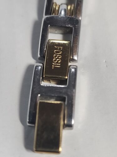 Working Fossil ES-1052 Ladies Wristwatch Stainless w/ Gold Trim (926) - Picture 4 of 8