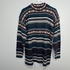 VINTAGE Braunstyle Sweater Womens Large Blue Purple Knit Crew Neck Made in USA