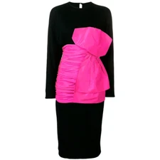 Vintage Finds Vintage 1980s Angelo Tarlazzi Bow Dress Black/Pink Womens FR 38