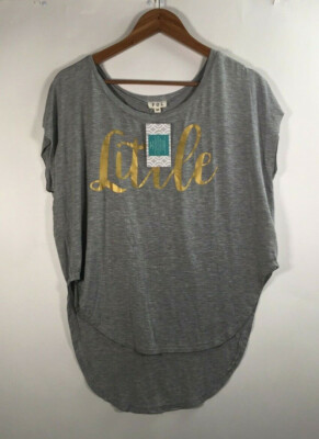 POL Women s Size M Pull Over Top Shirt With Embroidered Gold Little Sign