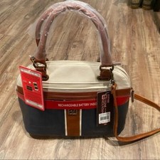 Large Leather Vintage Dome Satchel Bag - Plugged In; Battery - Purse