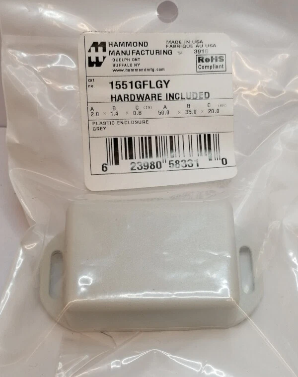 Hammond 1551GFLGY Kunststoff-Gehäuse 50x35x20 Flansch grau