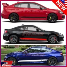 2pcs Set Plaid Racing Sport Side Fender Skirt Stripe Vinyl Decal Sticker Sedan P