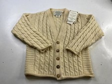 NWT CLADYKNIT Irish Aran Fisherman Cardigan Knit Sweater Size Youth XXL