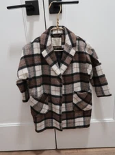 Rylee & Cru Multi Plaid Longline Wool-Blend Coat, size 2-3