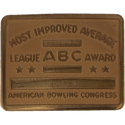 Bowling League Abc Award Bowl Bowler Pin Strike Team 60s Nos Vintage Belt Buckle