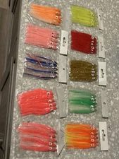 50 Squid Skirt Octopus Hoochie Flounder Fluke Fishing Soft Lures 9cm 3.5” Teaser