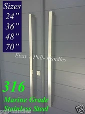 Entry Door Pull Handle Long Square Marine Grade 316 Stainless Steel Back to back