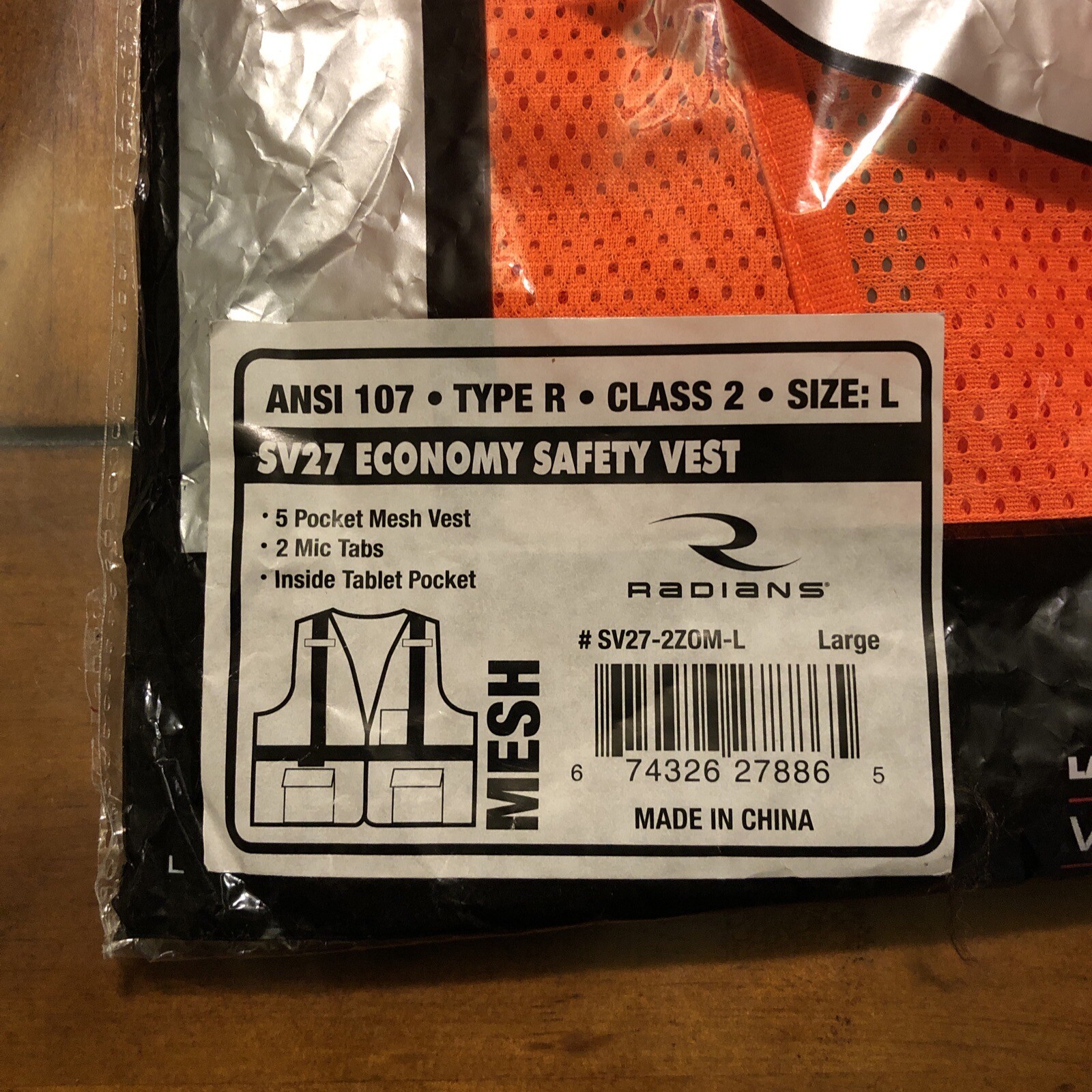 Radians SV27 Class 2 Multipurpose Surveyor Vest Mesh Size L