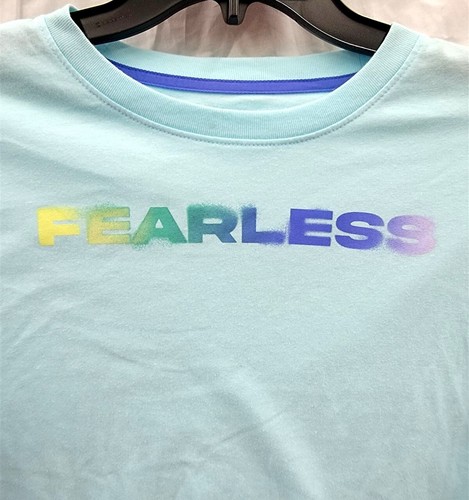 NEW Xersion Girls LG 14 Crew Neck Long Sleeve Tee Fearless T-Shirt Blue - Picture 2 of 2