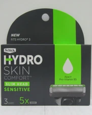Schick Hydro Skin Comfort Slim Head Sensitive 3 Blade Cartridge Refills 5 ct