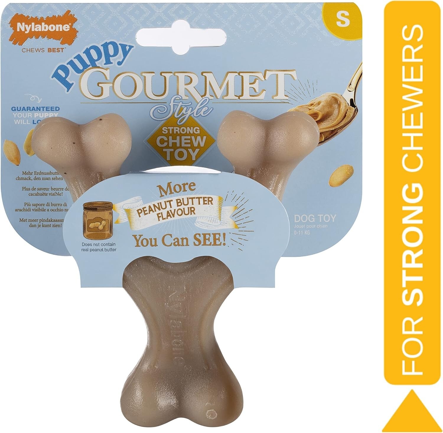 Nylabone Gourmet Infused Flavour Wishbone PUPPY Peanut Butter Pup Chew Strong