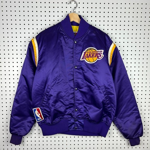 Los Angeles Lakers Starter Bomber Jacket Large 90s Satin Purple Gold USA NBA