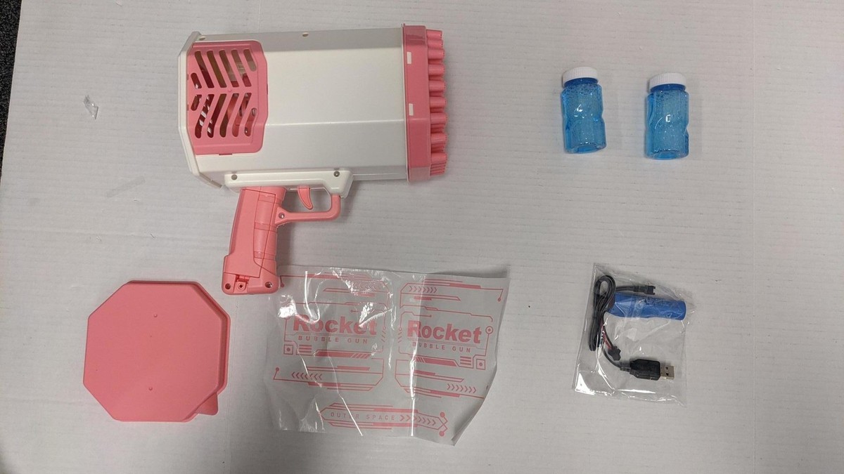 Brand New Pink Upgraded Bubble Gun 69 Holes Bubble Machine Gun