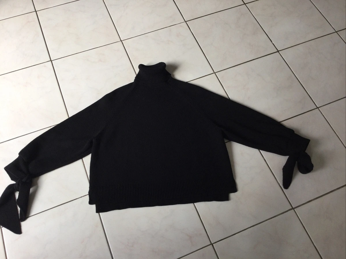 Pull col roul ZARA taille S M noir noeud aux poignets tr s bon etat