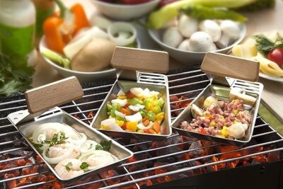 Grillpfanne Grillpfännchen für Gemüse, Fisch oder Raclette auf dem Grill 2er Set