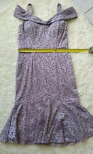 R and M RICHARDS Sz 16 Lavender Dress Off the Shoulder Lace Glitter Pre-owned 