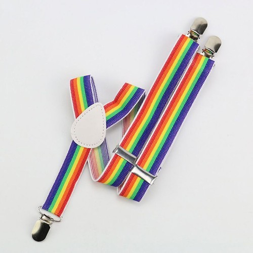 Children Rainbow Strap Clip Colorful Striped Baby Suspenders Belt Boys and Girls - Picture 6 of 10