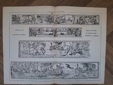 Architectural  Lithograph C1885 Mural Paintings By Walter Craine. Newport. USA