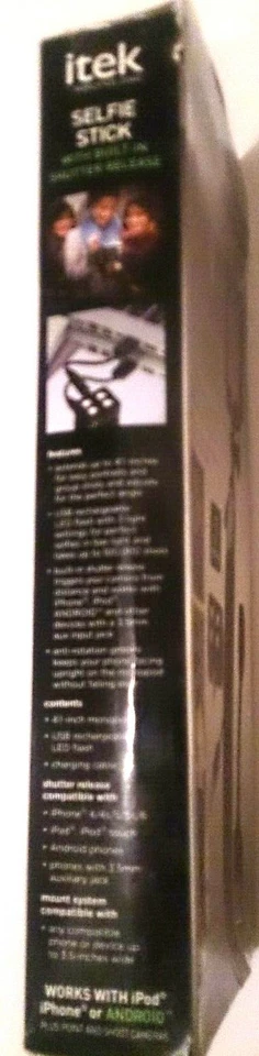 ITEK BY SOUNDLOGIC SELFIE STICK WITH BUILT-IN SHUTTER RELEASE & 4 LED FLASH BLK - Image 4 of 4