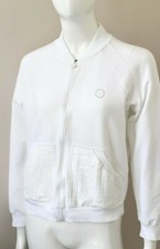 La Perla Studio White Cotton Bomber Jacket Sequin Pockets Uk16 Us12