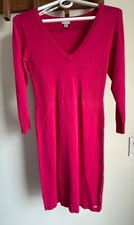 Vintage GUESS Women’s Hot Pink Knit Dress Fitted Long Sleeve Size Small