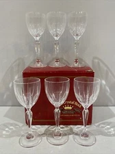 RCR Royal Crystal Rock Cordial Glasses Set of 6 w/Box Pattern RCY4 Vintage