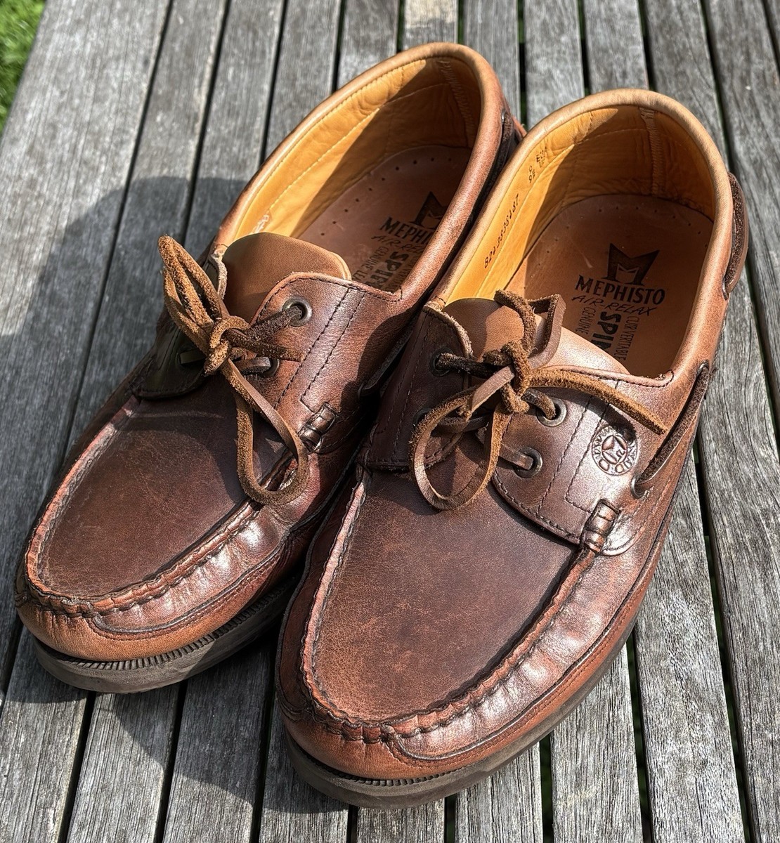 Mephisto Spinnaker Boat Shoes Mens Size 9 Brown Leather Slip On Loafers Casual Mephisto Spinnaker Brown Leather Moccasin Toe Lace Loafer  main image 4