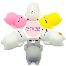 6 Pcs Cat Mochi Squishy Toys for Kids Party Favors, Animals Kawaii Squishies,...