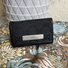 Gucci Black Canvas GG Leather Trifold Key Holder