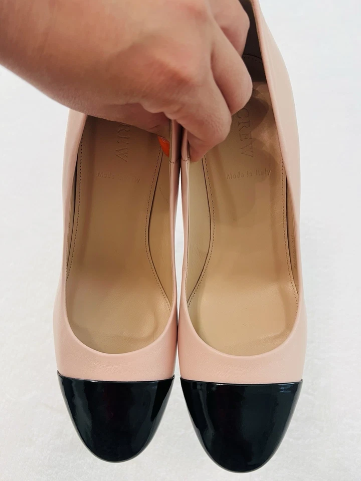 J. Crew Lena румяна кожаные туфли-лодочки черный патент крышка носок блок каблук размер 9 - Изображение 4 из 4