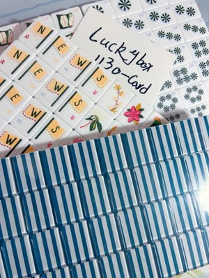 Amerikanisches Mahjong Spielset, 160 Steine blaue Streifen 🏝️Mah Jong Spielsteine, + Aufbewahrungstasche - Bild 1 von 4