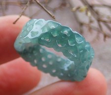 Video Certified A Jadeite Jade Circle Heart Knotted Round Ring NO. 8.5  419066