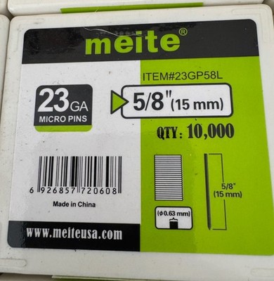 1/2'' 23 Gauge Headless Pins (2 Boxes of 10,000) Meite