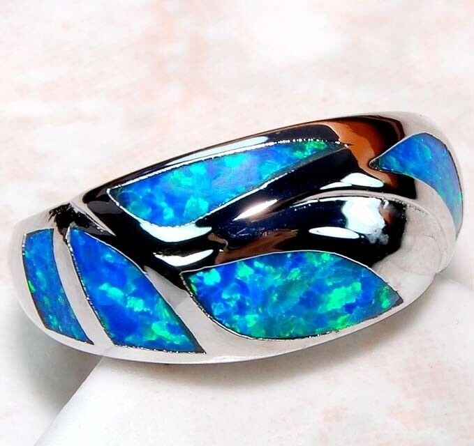 Australian Opal Inlay 925 Solid Sterling Silver Ring Jewelry Sz 6 GA3-4