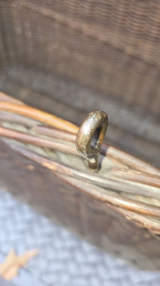 Antiguo baúl cúpula superior mimbre ratán pieza rara grande Foto 3 de 4