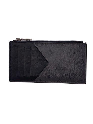LOUIS VUITTON Coin Case Card Holder Monogram Eclipse Reverse Leather BLK Used