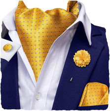 Silk Ascot for Men Self Tie Men'S Cravat and Flower Lapel Pin