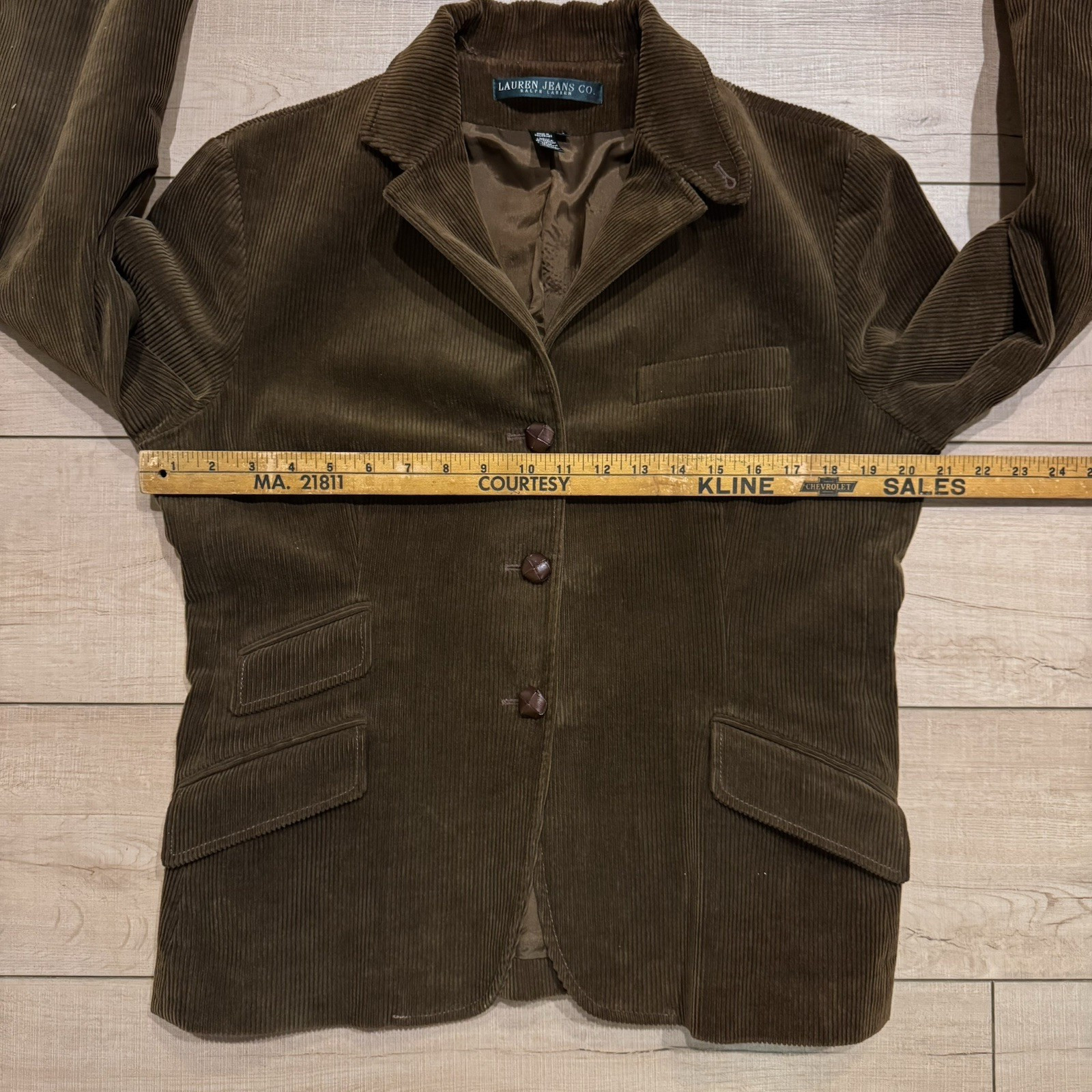 Vtg Ralph Lauren Jeans Co. Corduroy Blazer Lrg Brown Fitted Jacket Old Money 90s thumbnail 11