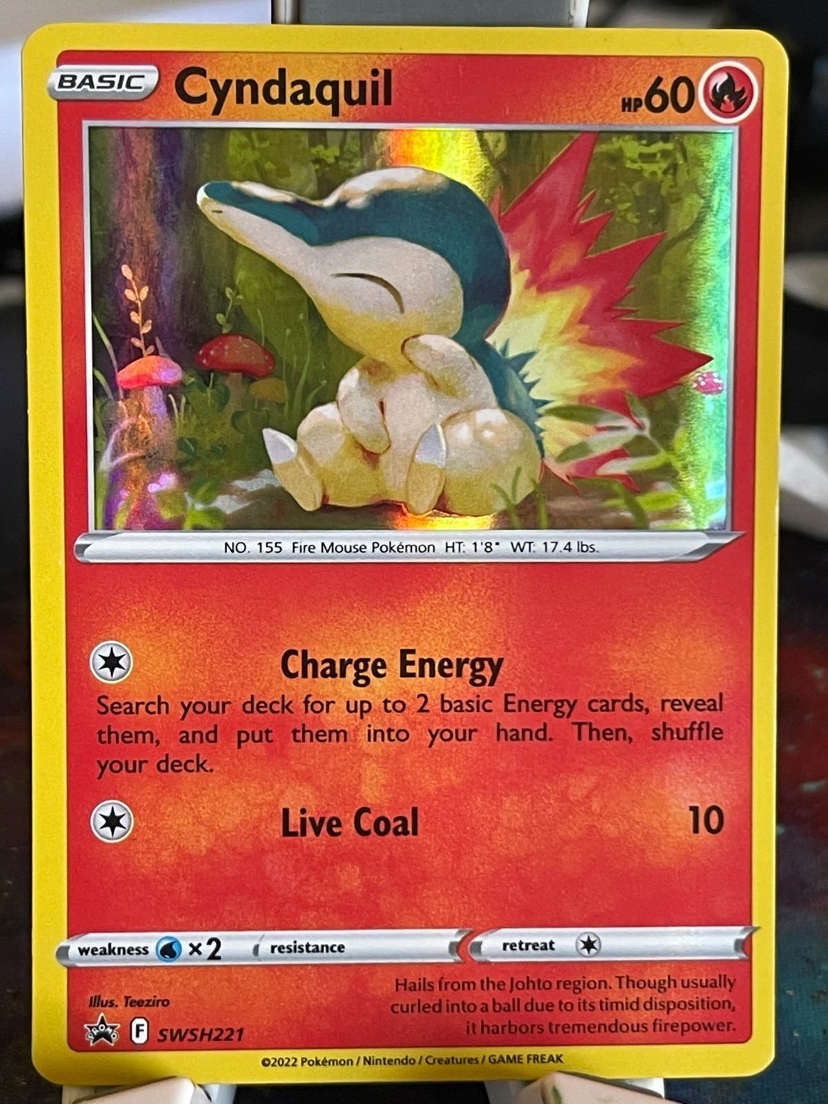 POKEMON CYNDAQUIL SWSH221 PROMO BLACK STAR HOLOFOIL NM CARD