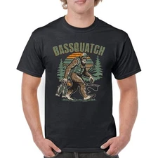 Bassquatch Bigfoot Fishing T-shirt Funny Sasquatch Camping 4th July Men's Tee