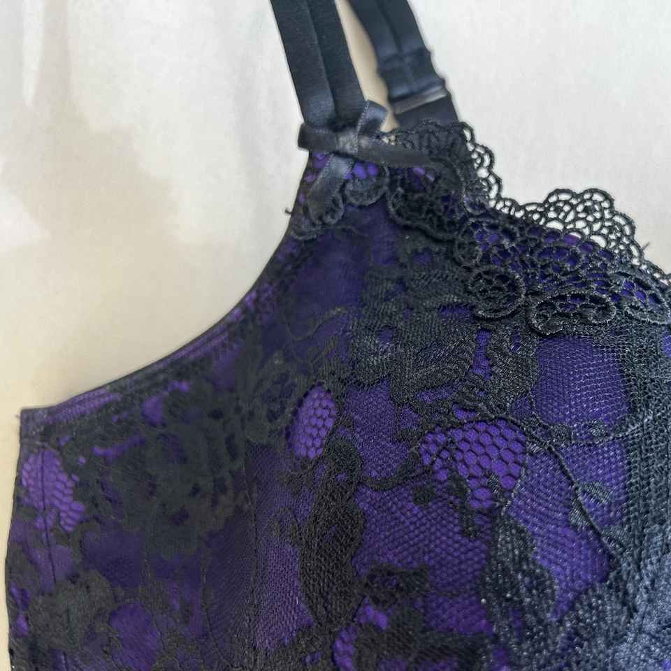 Sujetador de encaje negro púrpura cacique Lane Bryant talla 44DD Foto 3 de 4