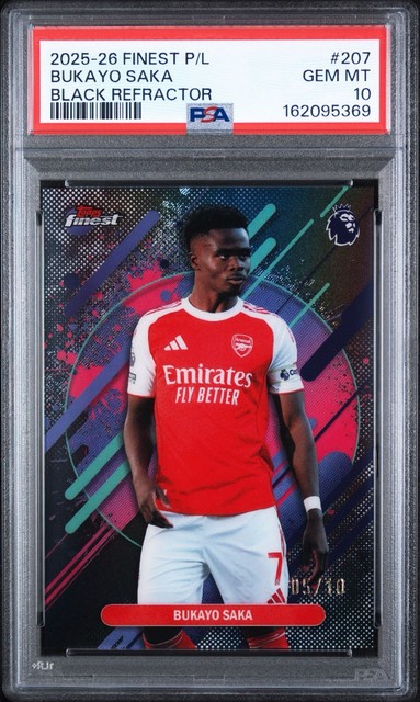 PSA 10 2025-25 Topps Finest Premier League Bukayo Saka #207 Black Refractor /10