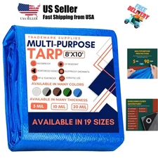 Large Waterproof Tarp- Heavy Duty Thick Poly Tarpaulin Ideal for Canopy Tents...