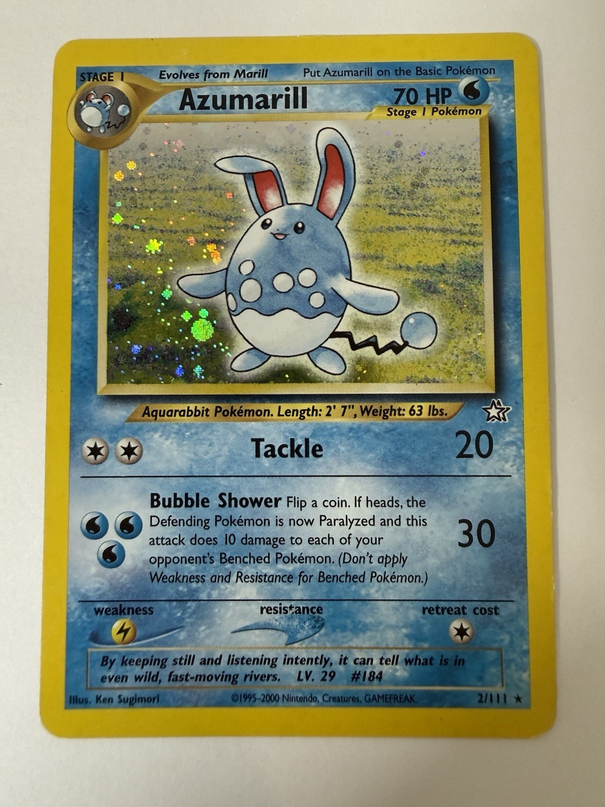 2000 Pokemon Neo Genesis Azumarill 2/111 Holo Rare WOTC Vintage