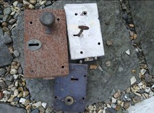 3 Antique Rimlocks DoorLocks One With Working KeyTo Restore