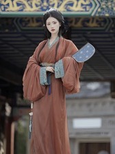 Women's Red  Green Wei Dynasty Hanfu Dress with Flowing Sleeves Cosplay Costume